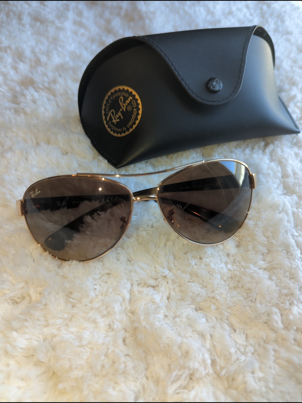 Ray-Ban Women's Gold Frame Tortoise Brown Lens Aviator Sunglasses With Case